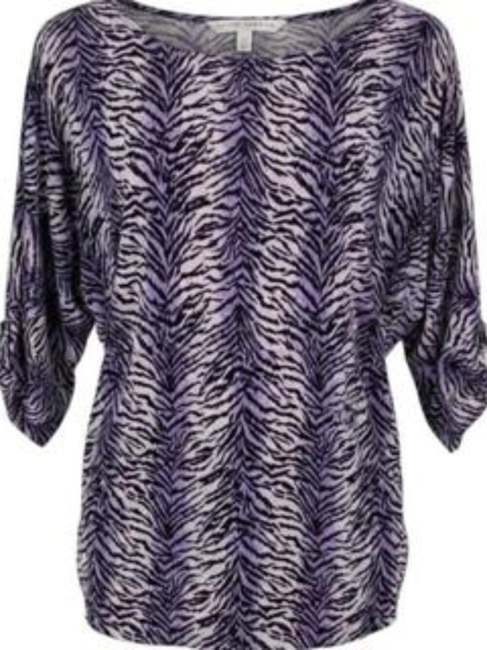 Peter Nygard Purple Black Women's Zebra Print Top Women M Purple